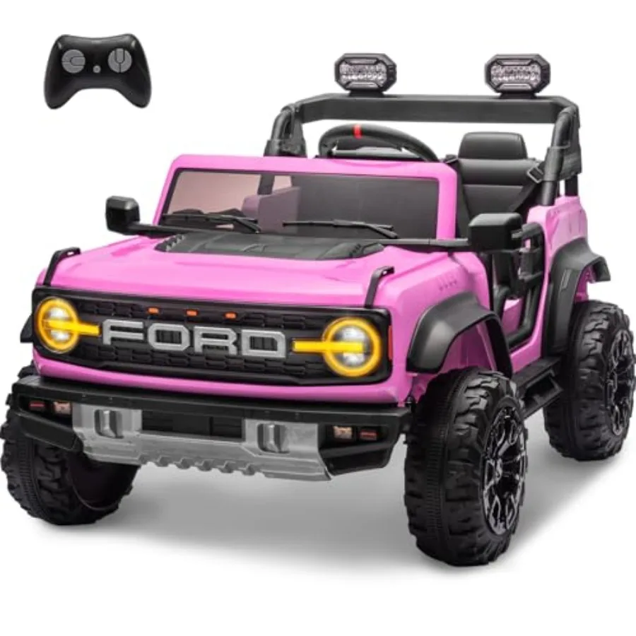 

Ride-on toy for outdoor use, ABS plastic body, pink color, 24V battery with 3-speed control, remote control, Bluetooth audio, L