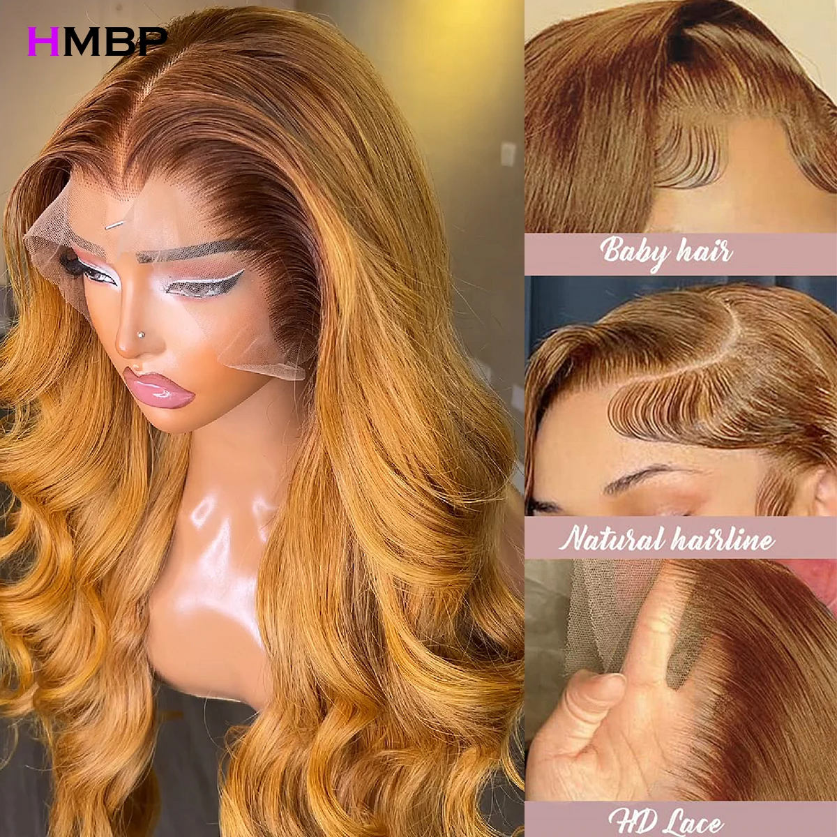Highlight Glueless Wigs Human Hair Honey Blonde Body Wave 9x6 13x4 Transparent Lace Front Human Hair Wig Ready To Go PrePlucked