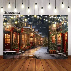 Mehofond Photography Background Winter Christmas Glitter Street Lamp Snowy Xmas Kids Family Portrait Decor Photo Backdrop Studio