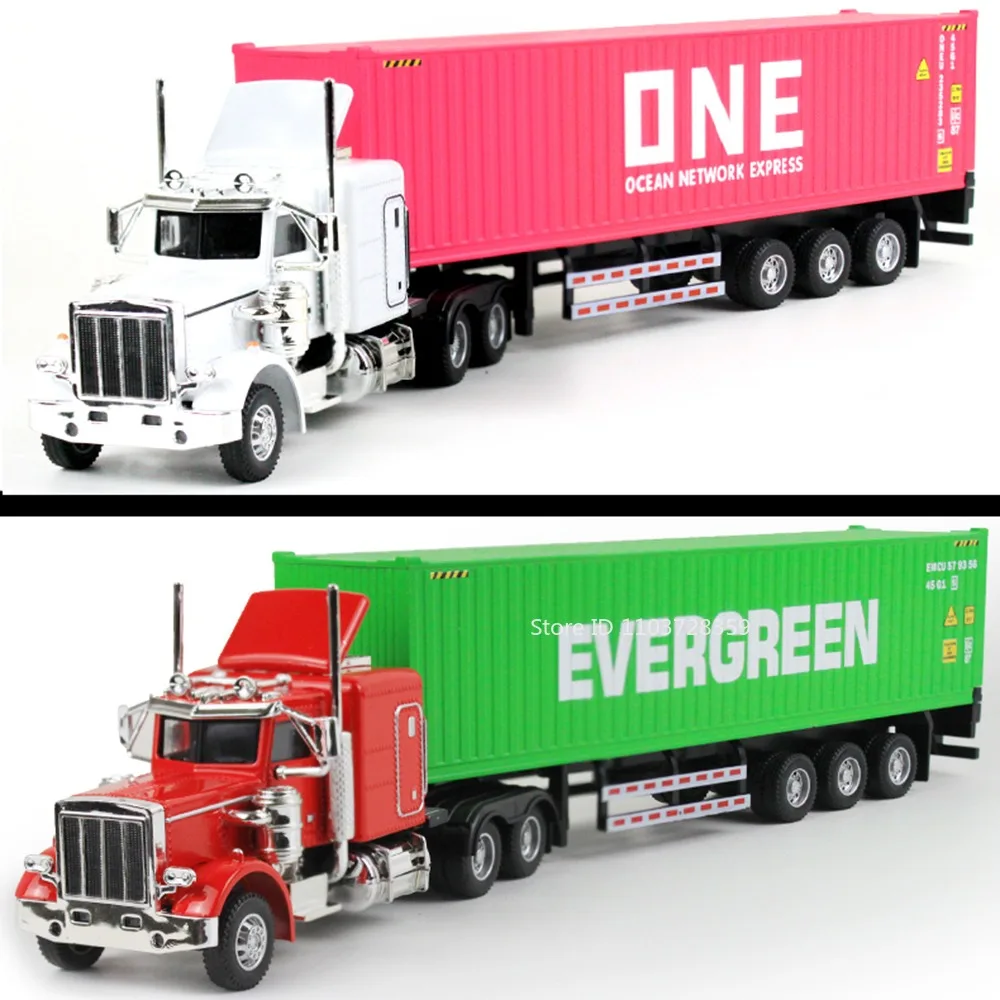 1:50 Scale American Scania Container Truck Model Toys Alloy Diecast Doors Opened Sound Light Rubber Tires for Boys Presents - view 3