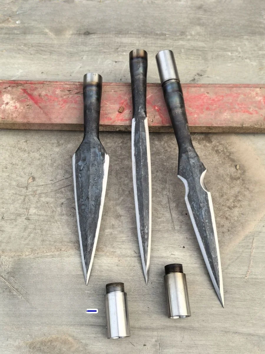 Handcrafted Bearing Steel Weaponary Lance Head Unsharpened for Martial Arts Practice Carriage Thread Removal Tool