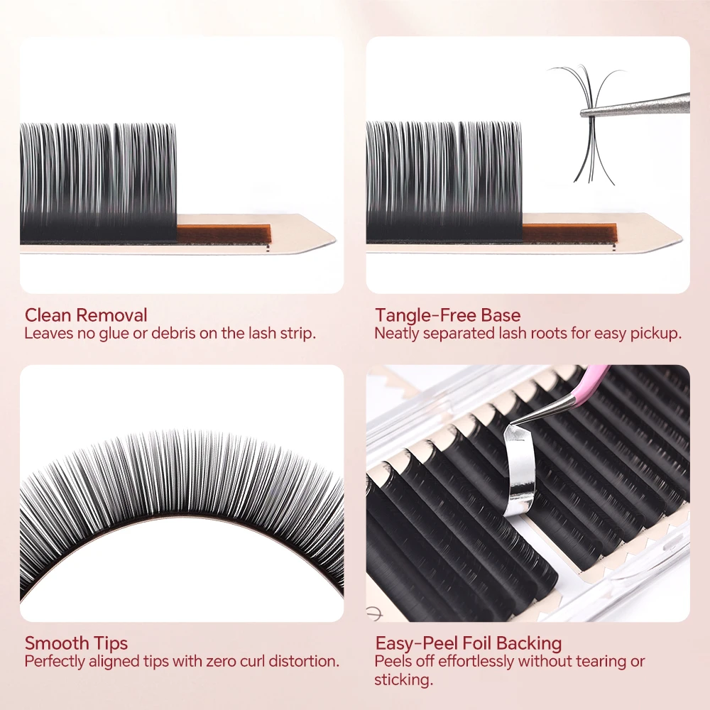 KADS 16Rows Lashes Matte Faux C/CC/D/DD Curl 7-16mm Individual Eyelash Extension Flat Shape Lashes False Eyelashes Single Lashes