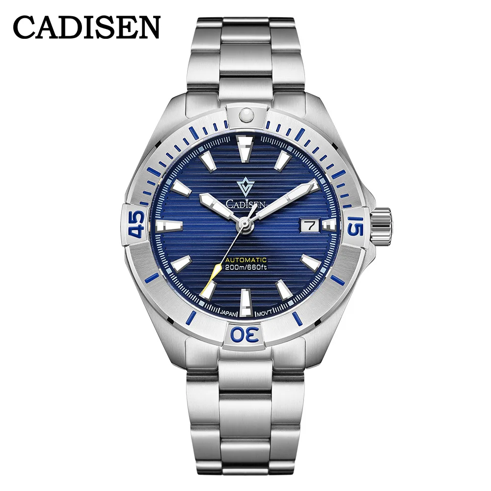 

CADISEN Men Mechanical Wristwatch Japan NH35 Automatic Watch Men's Stainless Steel Sapphire 200M Waterproof Luminous Diver Clock