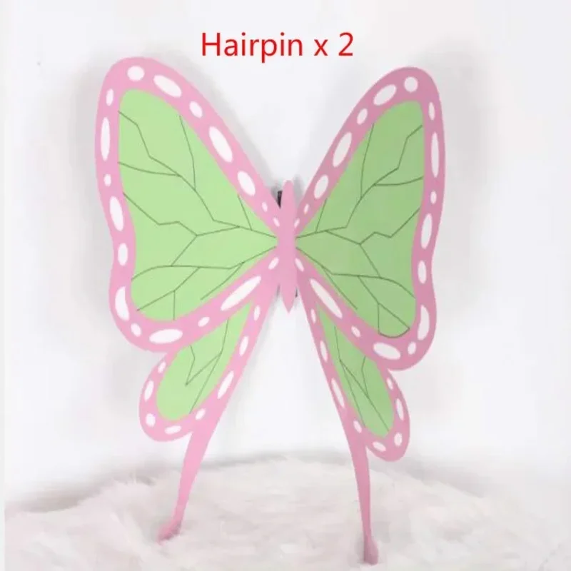 25COSKochou Kanae Cosplay Perücke Anime Kimetsu Keine Yaiba Cosplay Schwarz Lange Gerade Perücken Haar Schmetterling Kopfbedeckung Halloween Kostüm