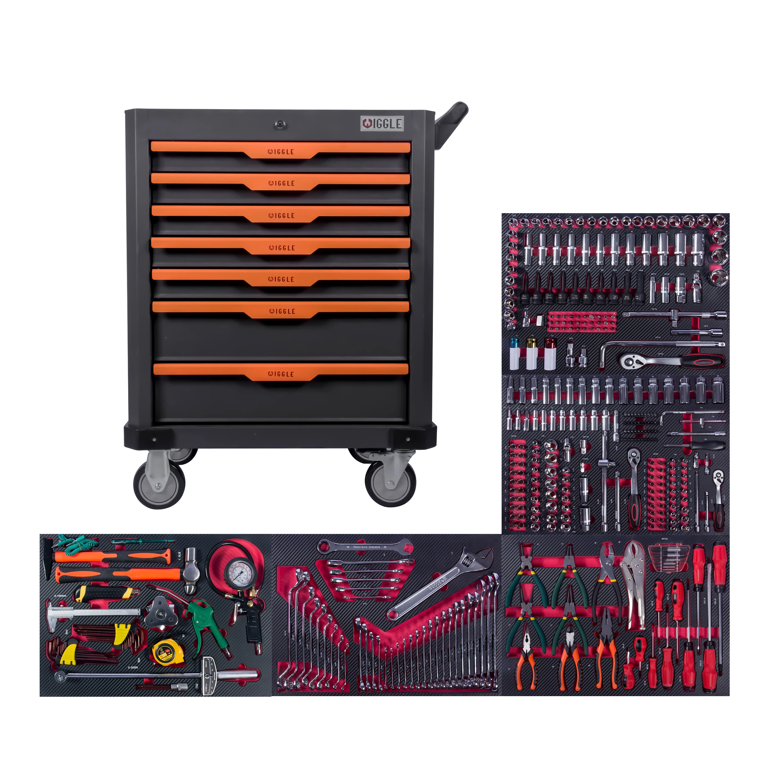 heavy duty Metal iron 7 Drawers roller Tool Trolley Tool cabinet with mechanic repair tools