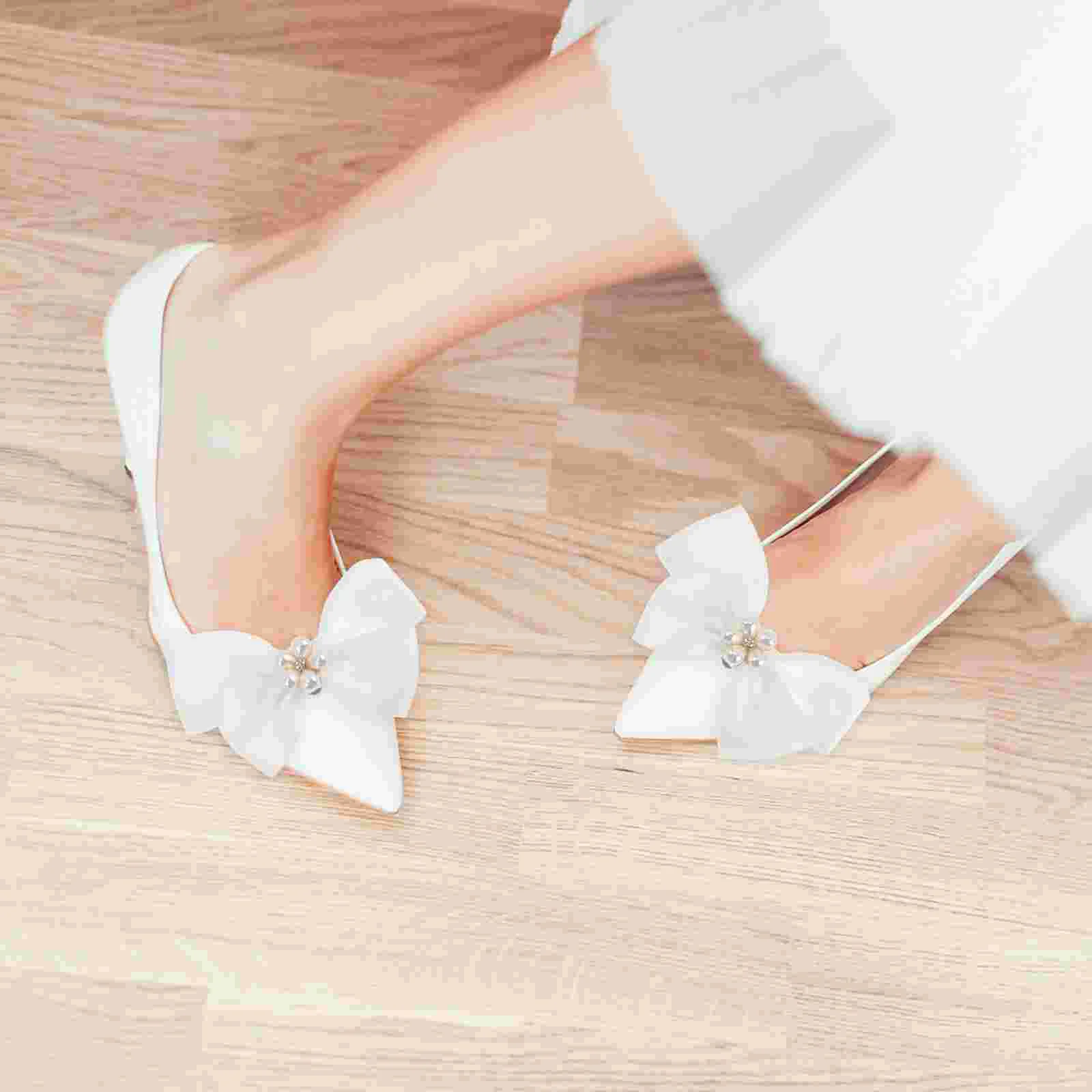 

Universal Remove The Bow Shoe Clip Women's Heels Pearl Cloth Wedding Pearls Clips
