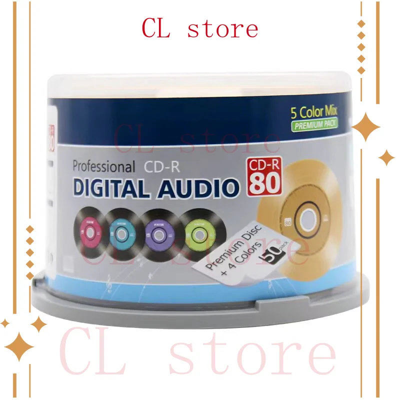 FOR Ritek Digital Audio CD-R Disc Black Music CDR 52X 700MB 80Min 5 Colors 50pcs/pack