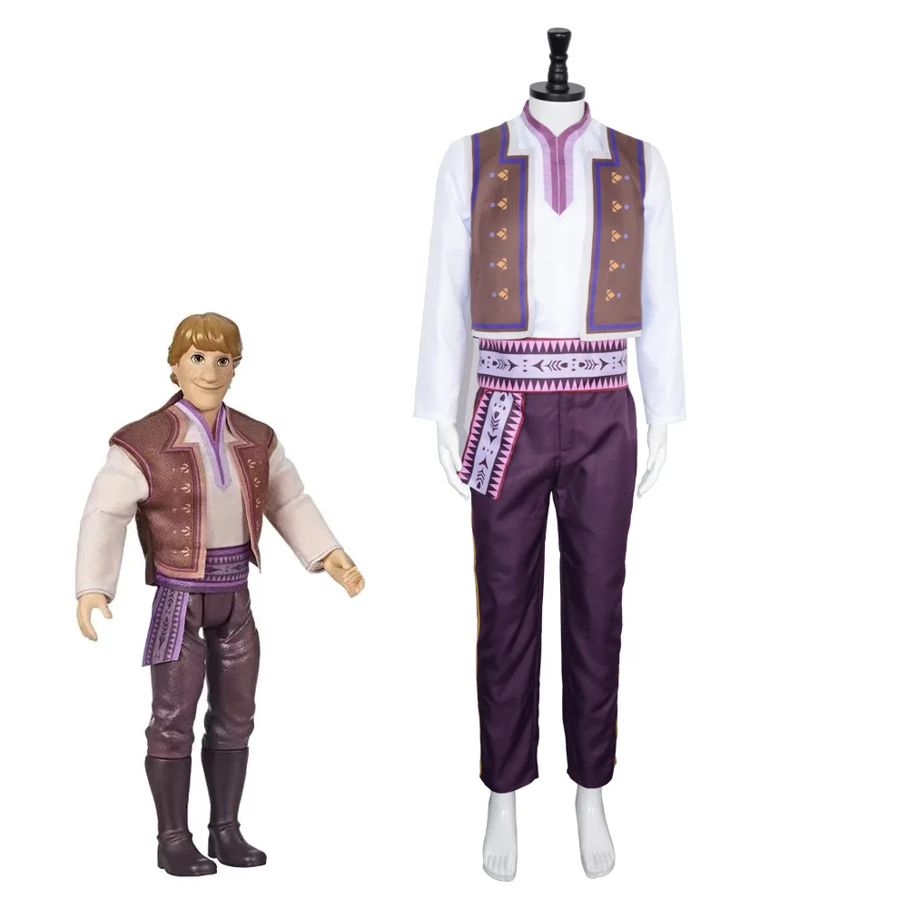 Conjunto de disfraz de Anime Frozen Kristoff, uniforme, pantalones, trajes, ropa para fiesta de Carnaval y Halloween para hombres adultos