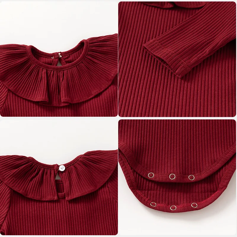 2025 ربيع الخريف الوليد الطفل ارتداءها طويلة الأكمام قطعة واحدة لطيف رومبير جمبسوت من القطن 0-24 أشهر ملابس الرضع