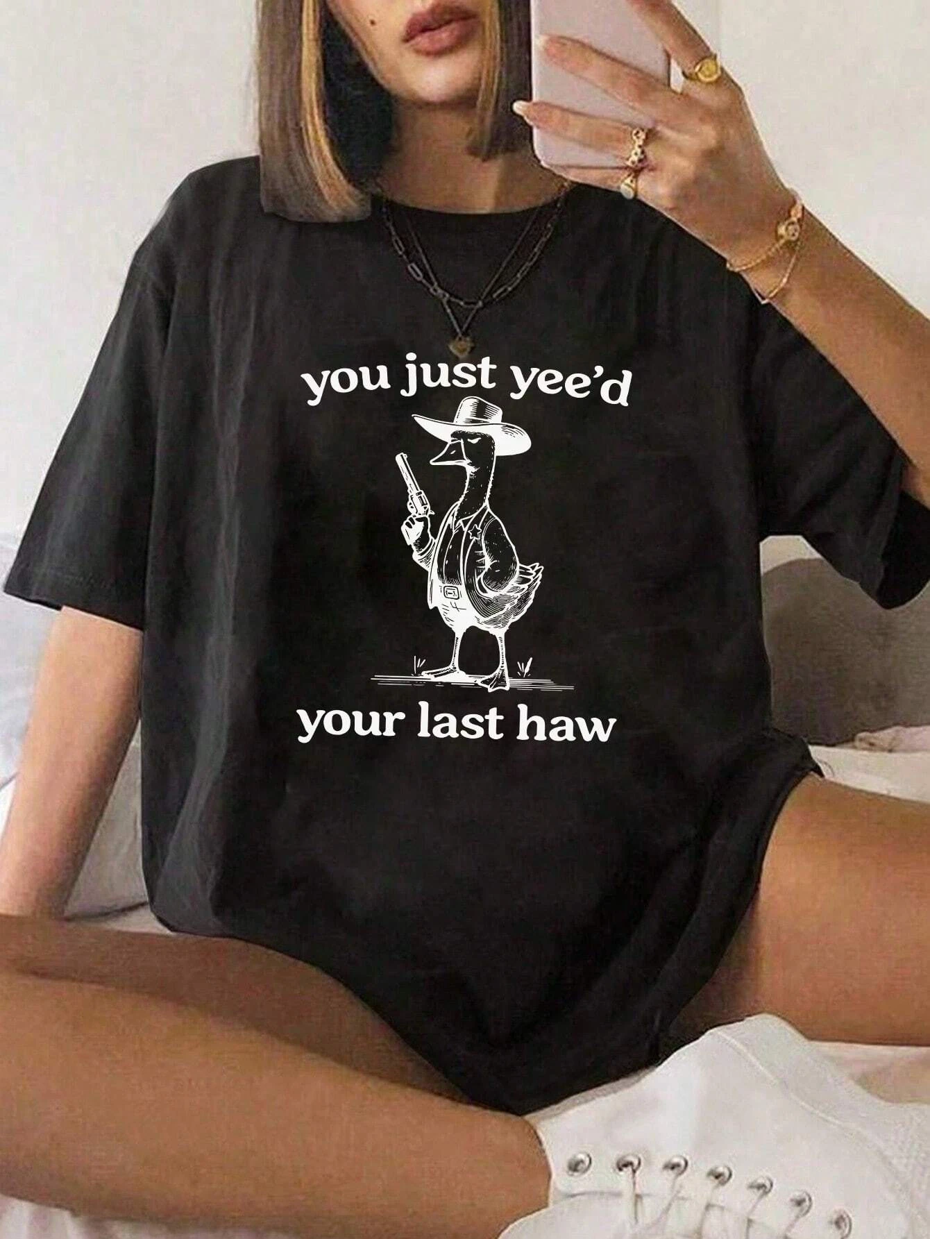 

Silly Goose Graphic Printing Summer Autumn Winter Cotton Casual Comfort Men's and Women's T-Shirts Short Sleeves Outdoor Sports