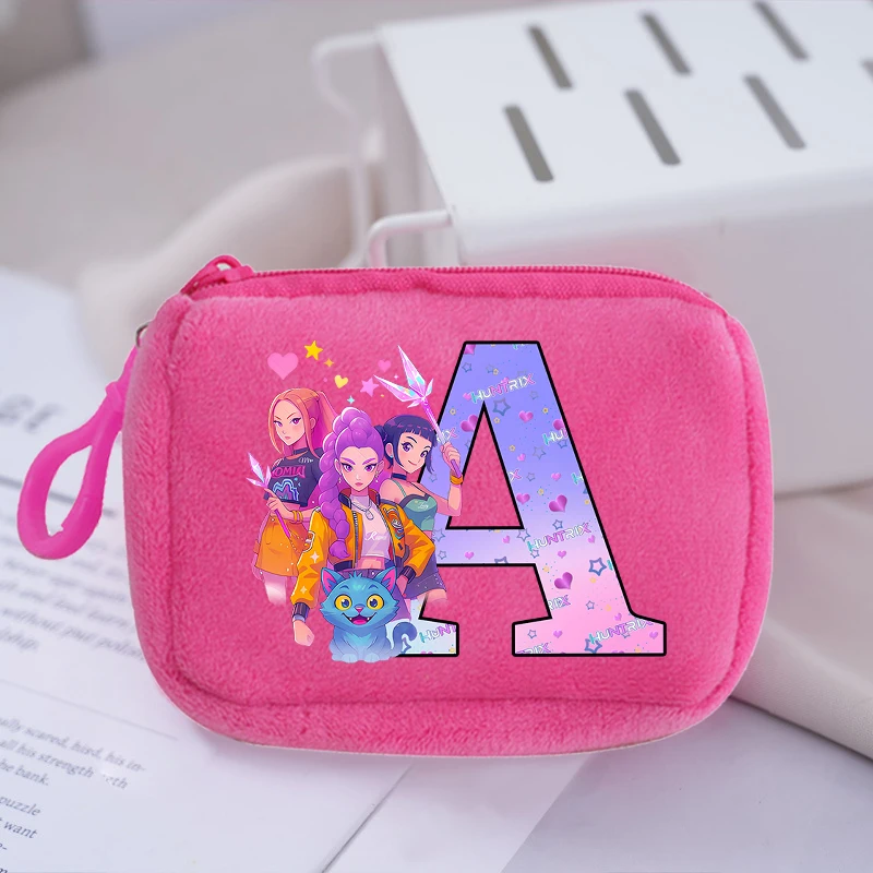 Portmonetka KPop Demon Hunters Kawaii dla Chłopców Dziewcząt z Nadrukiem Liter z Kreskówek Mini Saszetka Uczniowska na Karty Klucze i Pieniądze Prezent