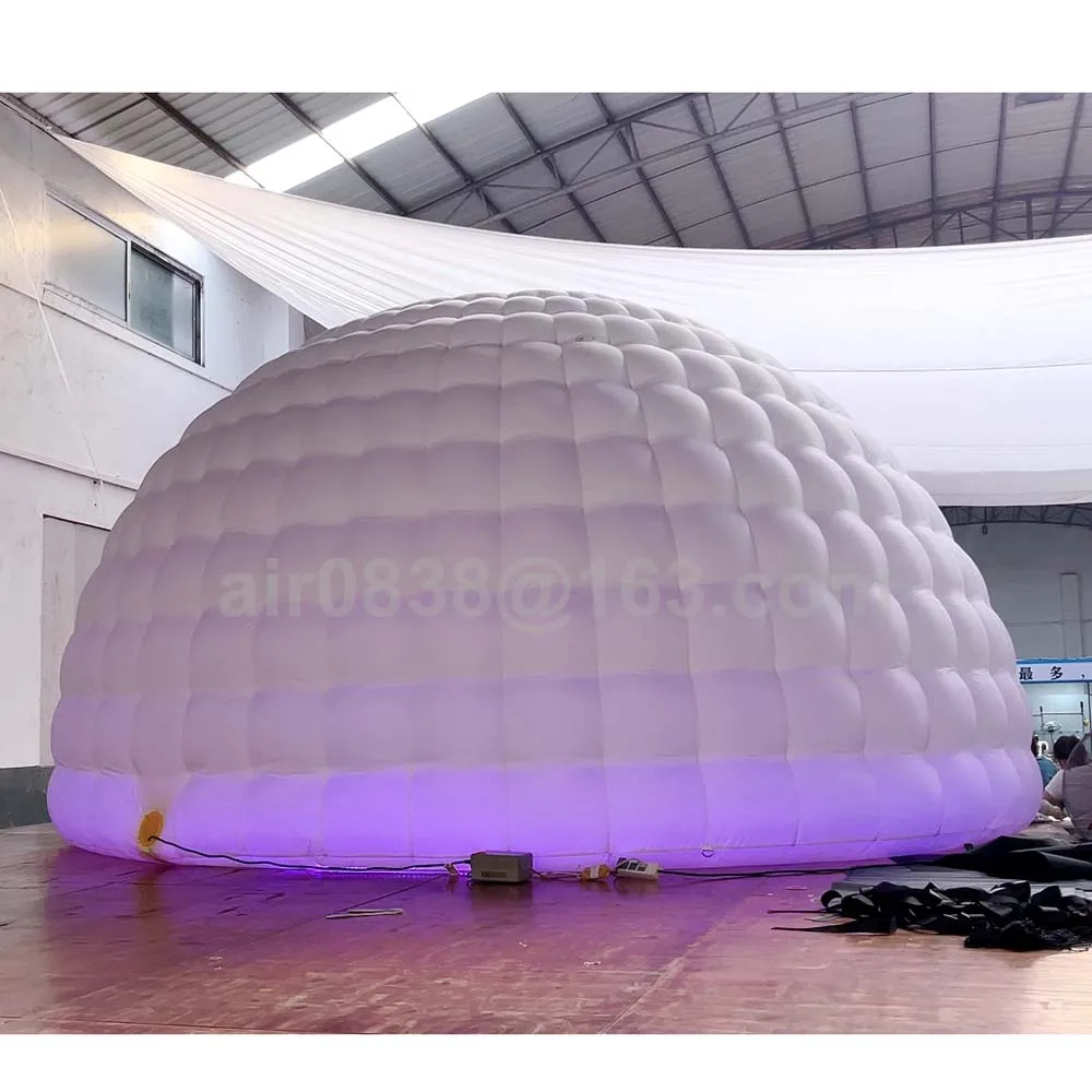 Tenda gonfiabile a cupola per igloo Oxford con tenda a conchiglia gonfiabile per aria soffiante Casa a mezza cupola per eventi espositivi di feste commerciali