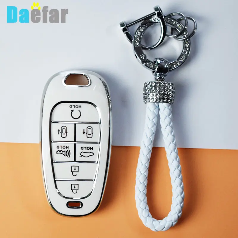 

7 Buttons TPU Car Key Cover for Hyundai Santa Fe Tucson 2022 NEXO NX4 Atos Solaris Prime 2021 Auto Shell Fob Ioniq Case Keych