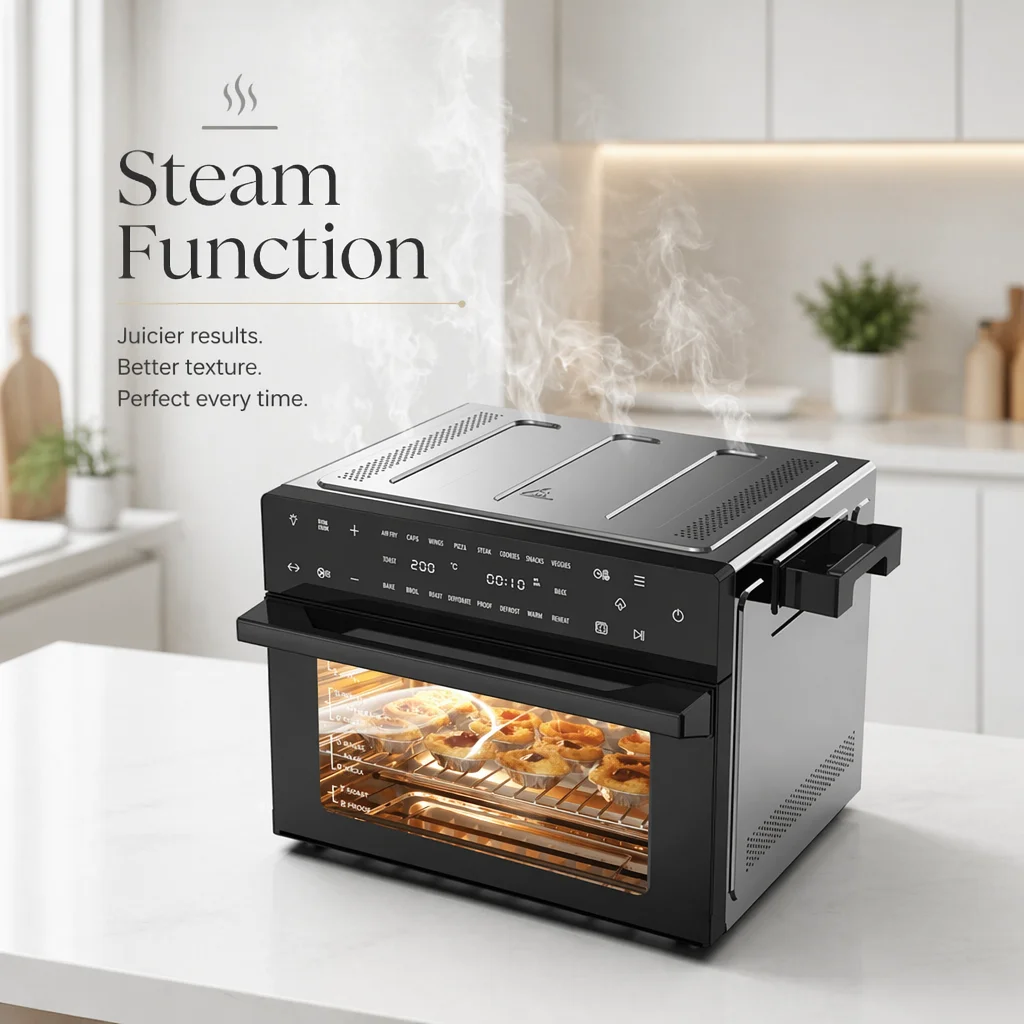 30L Steam Air Fryer Oven 18-in-1 Multi Function Real Steam Convection Oven 1800W Household Countertop Electric Oven