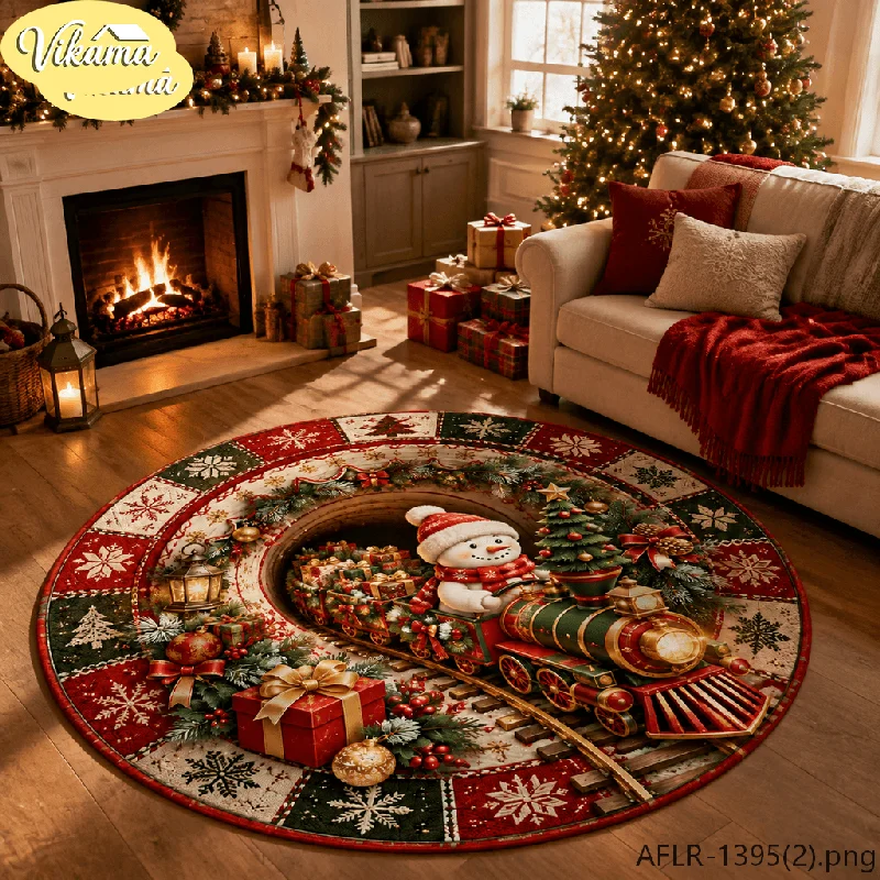 Aliexpress Scarf, Lantern & Gift Christmas Flannel Snowman Round Rug, Non-Slip Washable Xmas Mat for Living Room Bedroom Nursery Kids Room - Aliexpress Deal