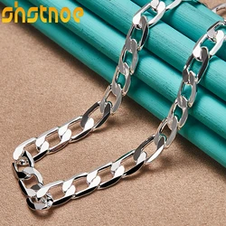 925 Sterling Silver 8mm Flat Side Chain 16/18/20/22/24 Inch Necklace For Man Women Engagement Wedding Gift Fashion Charm Jewelry