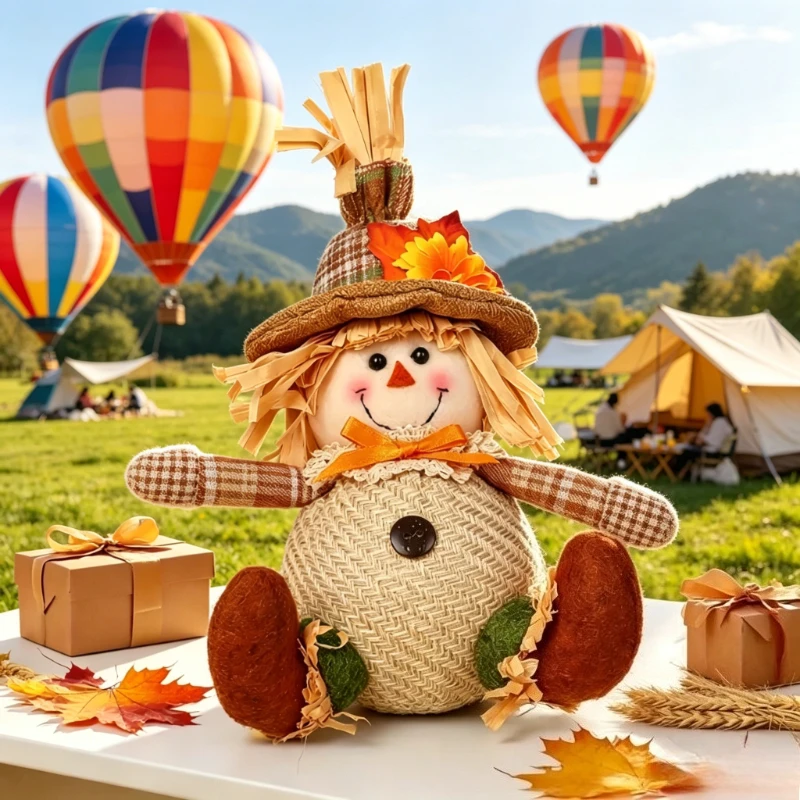 Fall Harvest Gnomes Scarecrow Plush Dolls Autumn Sunflower Maple Leaf Stuffed Gnome Figurines Decor for Thanksgiving Decorations