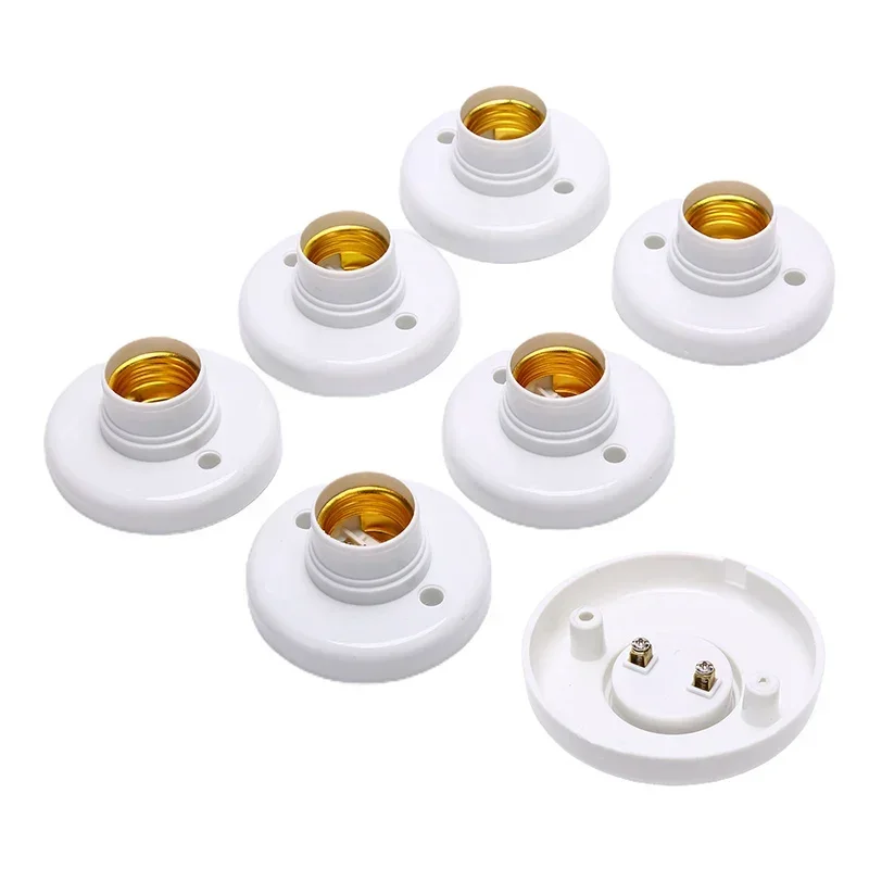 2/4/6/10pcs Round E14 White LED Lamp Screw Cap Socket White Ceiling Light Lamp Bulb Fixing Base Stand Light Bulb Holder for Home