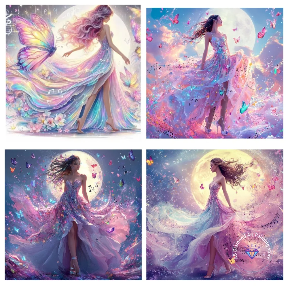 

Moon Woman Landscape AB Diamond Painting Kit Square Round Diamond 5D DIY Mosaic Handmade Art Adult Exquisite Gift Home Decor