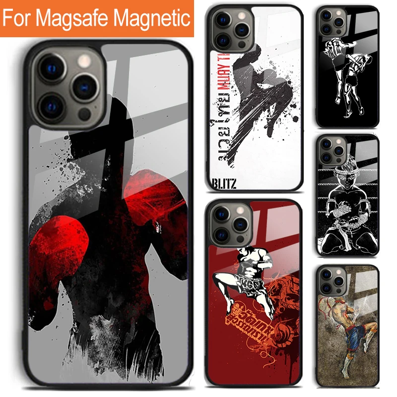 

Чехол для телефона Муай Тай для iPhone 17, Air 16, 15, 14, 12, Pro Max Plus Magsafe, магнитный чехол для беспроводной зарядки