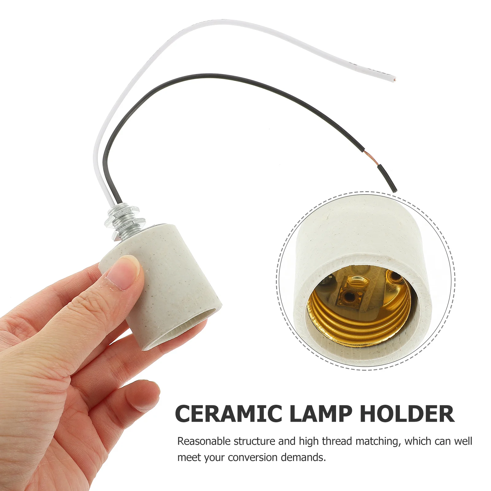 

5Pcs E27 Ceramic Lamp Socket Temperature Resistant Screw Base Light Bulb Holder for Indoor Outdoor Lamp Parts and Fixtures