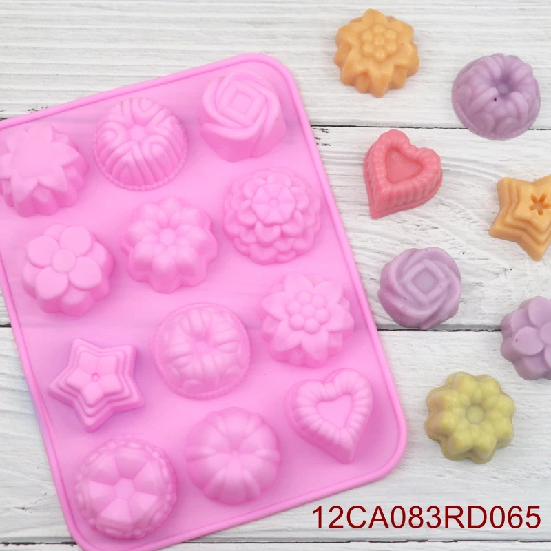 20PCS/LOT Wholesale ReadStar 12CA083RD065 12 Cavities Flowers 12 Holes Baking Mould DIY Soap Mold