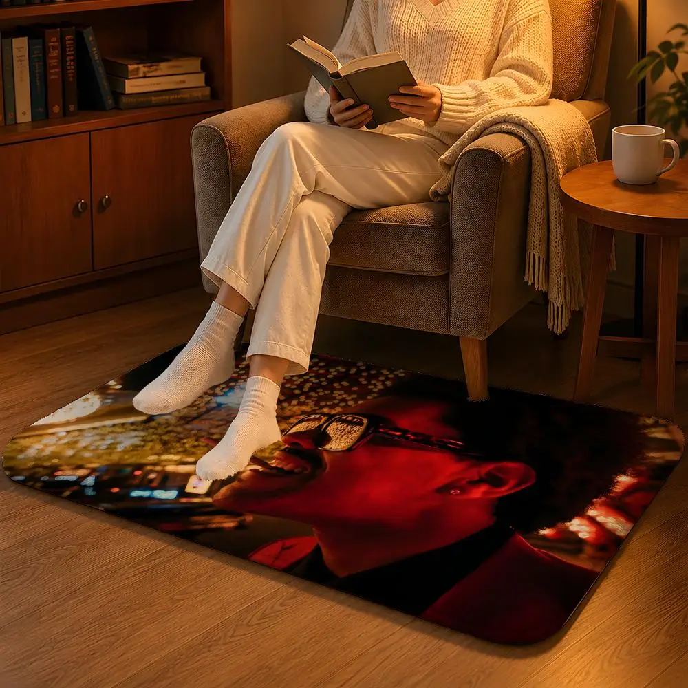 Singer T-The Hot W-Weeknd Floor Mat Soft Flannel Non-Slip Rug Washable Floor Mat for Living Room Bedroom Home Decor