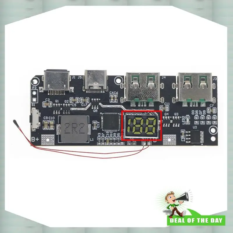 24-Hour Delivery 5X QC4.0 QC3.0 LED Dual USB 5V 4.5A 22.5W Micro/Type-C USB Mobile Power Bank 18650 Charging Module,A