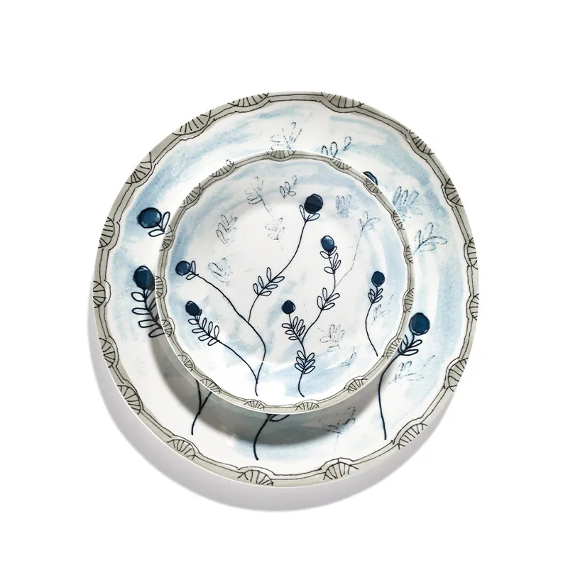 

Bone china plate Western food steak plate soup bowl tableware set for one person