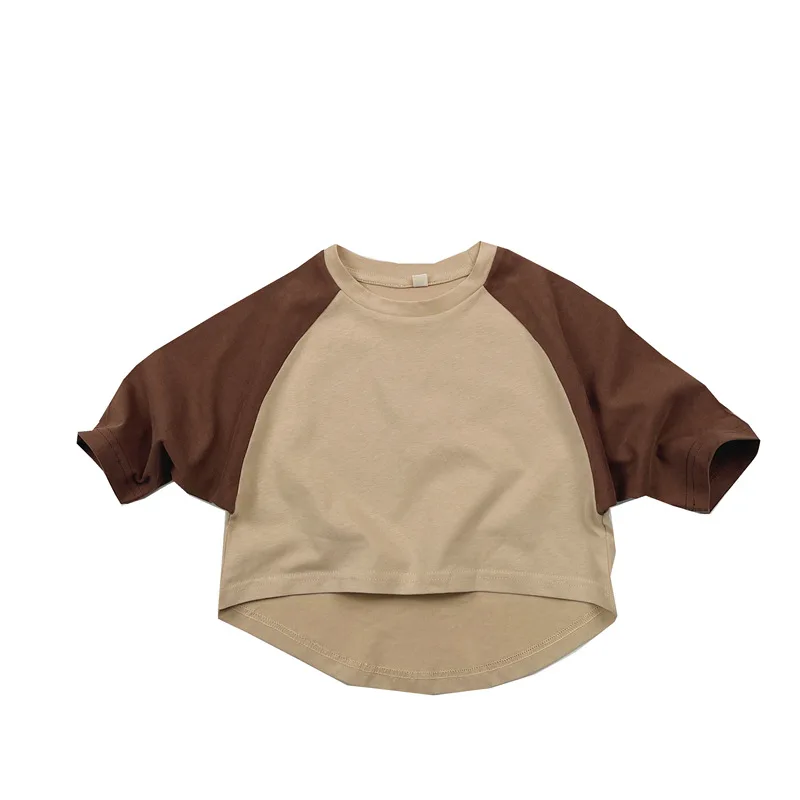 New Autumn Childrens Boys Tops Round Neck Contrasting Raglan Sleeve Kids Boys Shirt Bat Sleeve Long Sleeved Toddler Boy Top