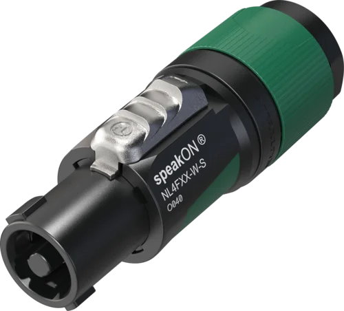 NL4FXX-W-S 4 pole speakON cable connector screw terminal assembly chuck type strain relief for cable diameters 6-12MM