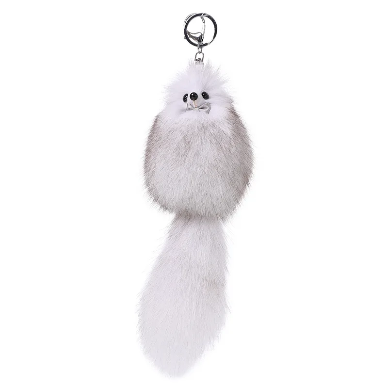 2024 Hot Sale Cute Real Fox Fur Keychain Plush Animal Children\'s Toy Bag Pendant Jewelry Car Key Metal Girls Ring Trinket