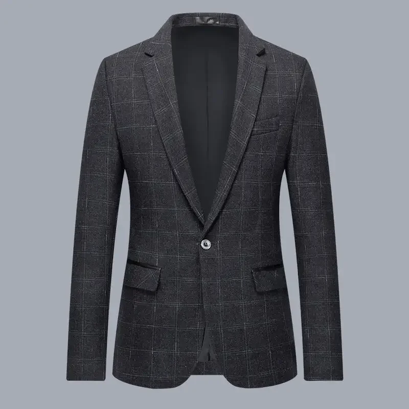 Boutique New Fashion Business Plaid Dress Gentleman Comfort Trendy Refreshing Casual Wedding Versatile One Button Suit Jacket