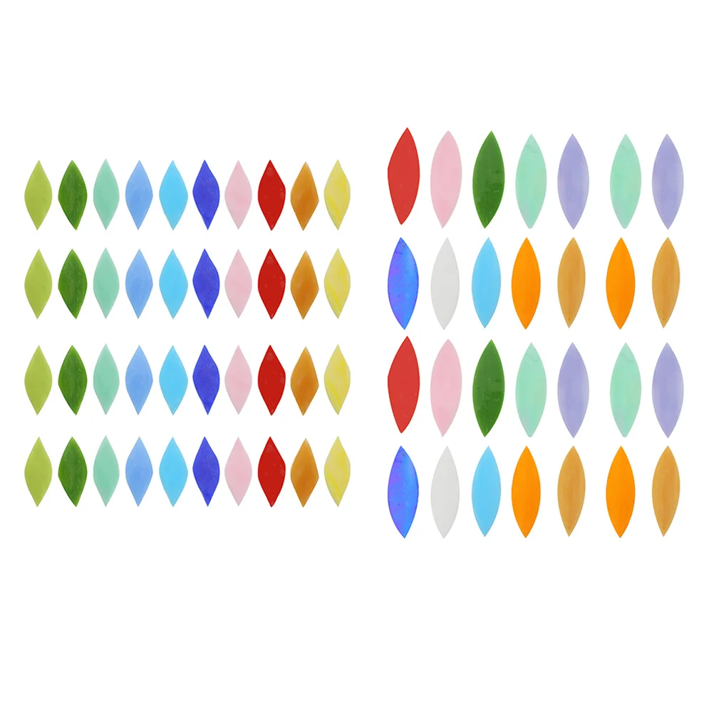 70 قطعة قطع زجاجية على شكل ورقة شجر فسيفساء عالية الجودة لوازم حرفية ذاتية الصنع زينة يدوية بلاط زجاجي فني لكوب إطار الحائط