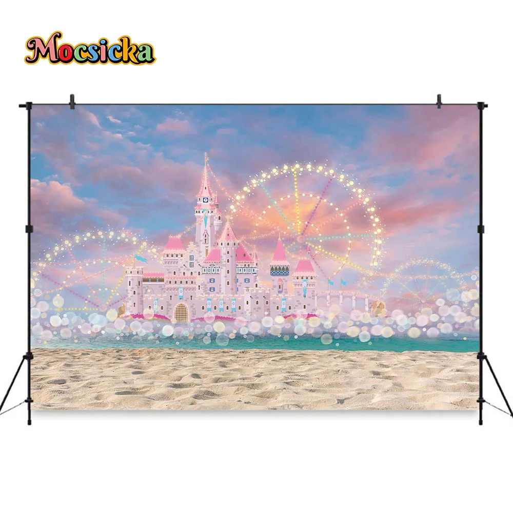 Sweet Girl Birthday Party Backgrounds Photography Pink Castle Prop Flower Photobooth Princess Baby Shower Studio Photoshoot Zone