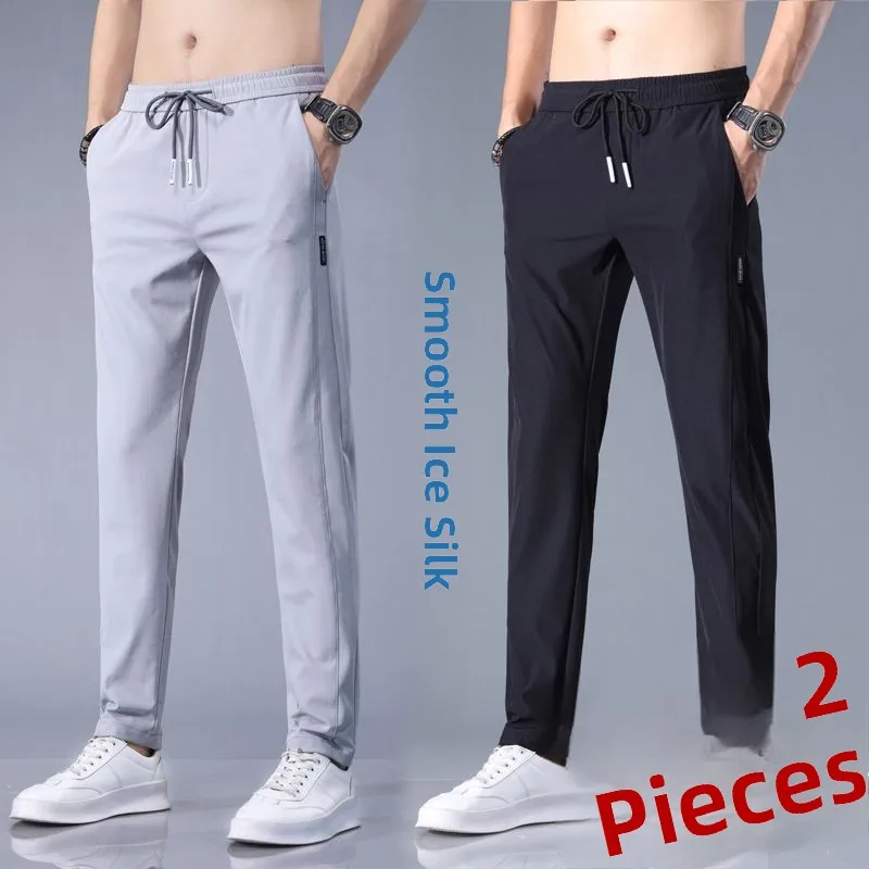 

Men's Work Pants Ice Silk Loose Casual Trousers for Office Wear Resistant to Wear for Dir Construction Sites Breathable Aut...