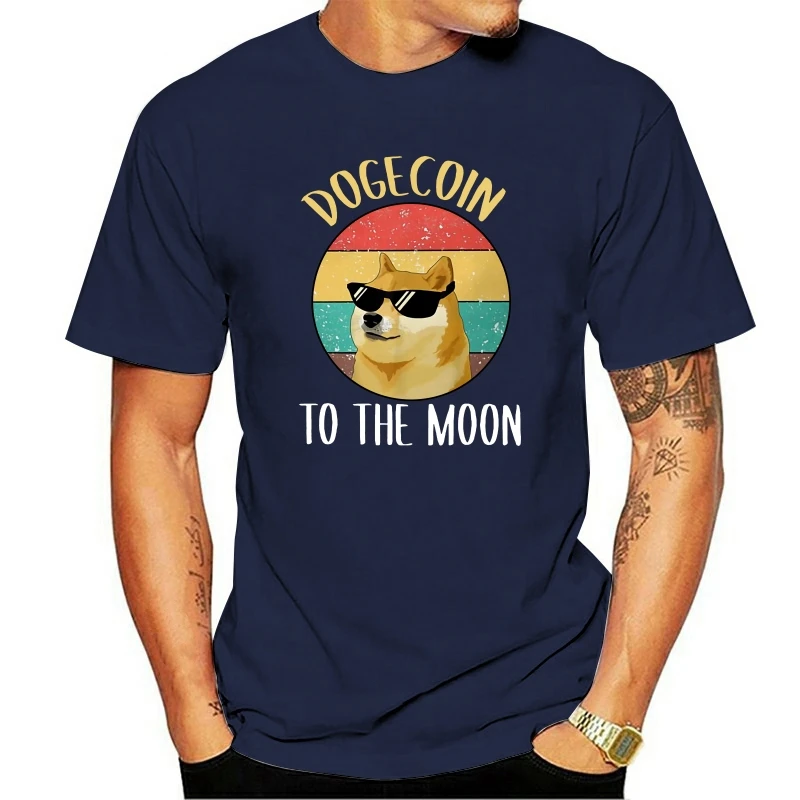 

Биткойн Криптовалюта Art Dogecoin To The Moon Классическая футболка Винтаж Свободные мужские топы из чистого хлопка Футболка с круглым вырезом в стиле Харадзюку