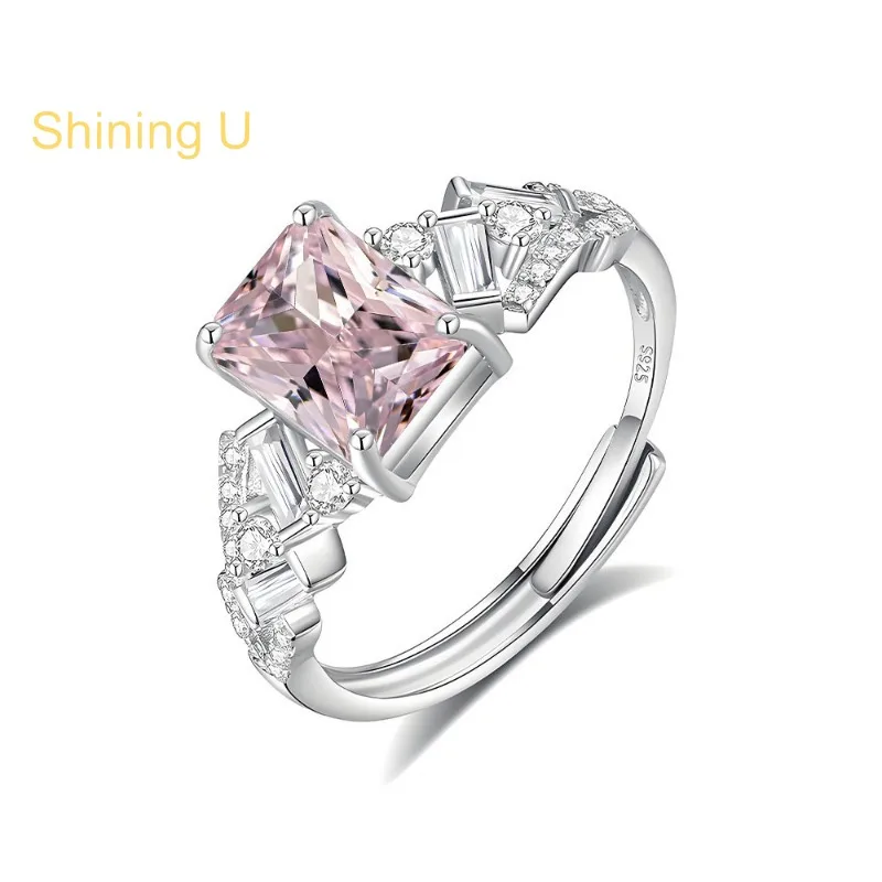 

Сверкающее кольцо из стерлингового серебра 925 пробы с розовыми и желтыми камнями 6*8 мм для женщин, изысканные ювелирные изделия, летняя коллекция