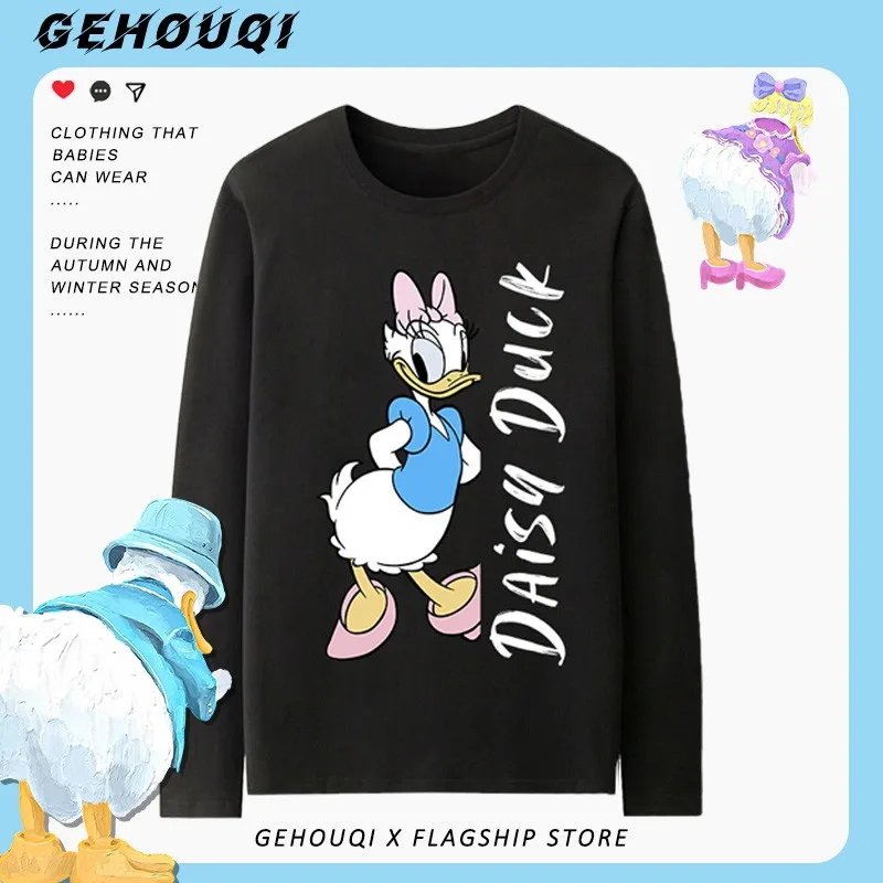 

Disney Donald Duck Daisy Long Sleeve T-shirt Couple Couple Dress Cotton Disney Animation Peripheral Autumn Clothes