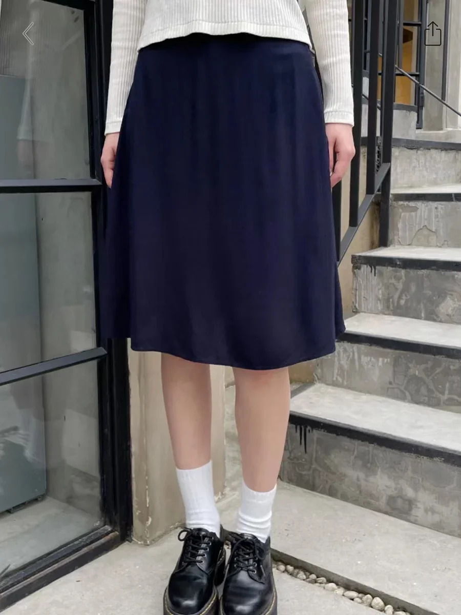 

Navy Buttons Fairycore Knee Length Skirts Woman Summer A-Line High Waist Short Skirts Femme Vintage Y2k Preppy Style Faldas