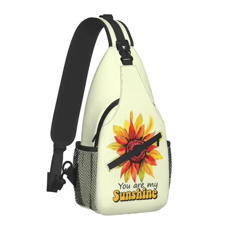 You Are My Sunshine Sunflower Sling Bag for Travel Hiking Men Cute Water Color Floral Crossbody Chest Backpack Shoulder Daypack