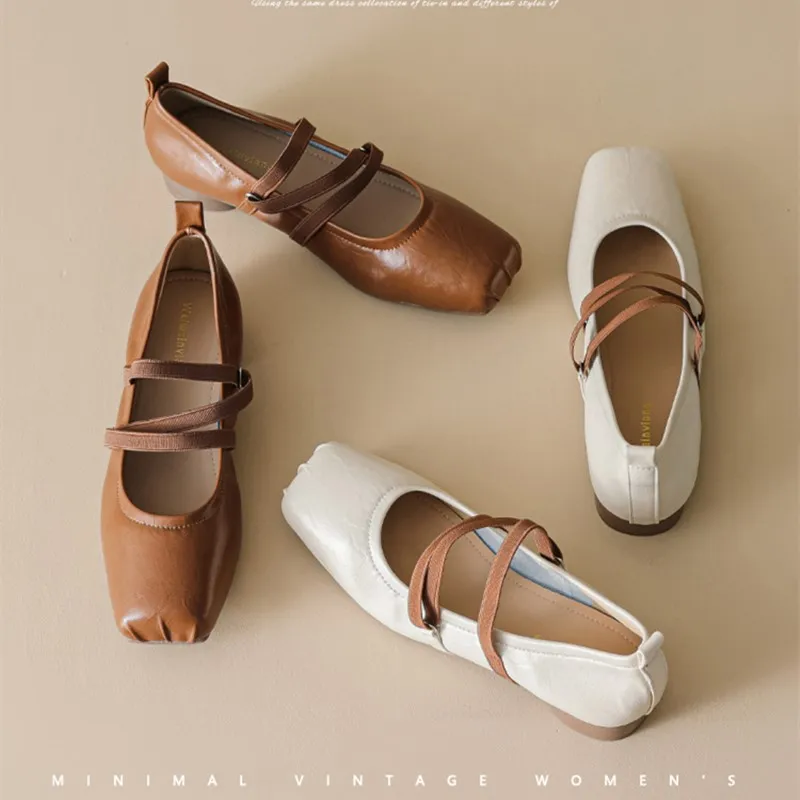 DIMANYU Mary Jane Shoes Women Square Head 2025 Autumn New Ballet Shoes Women Large Size Low-heel Women's Shoes