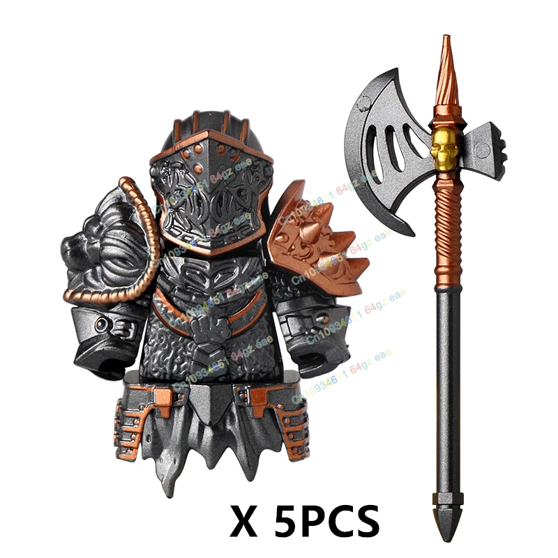 MOC Warriors Heavy Armor Building Block Action Figures Creative Weapons Sword Spear Shields Accessories Bricks Models Toys Gifts