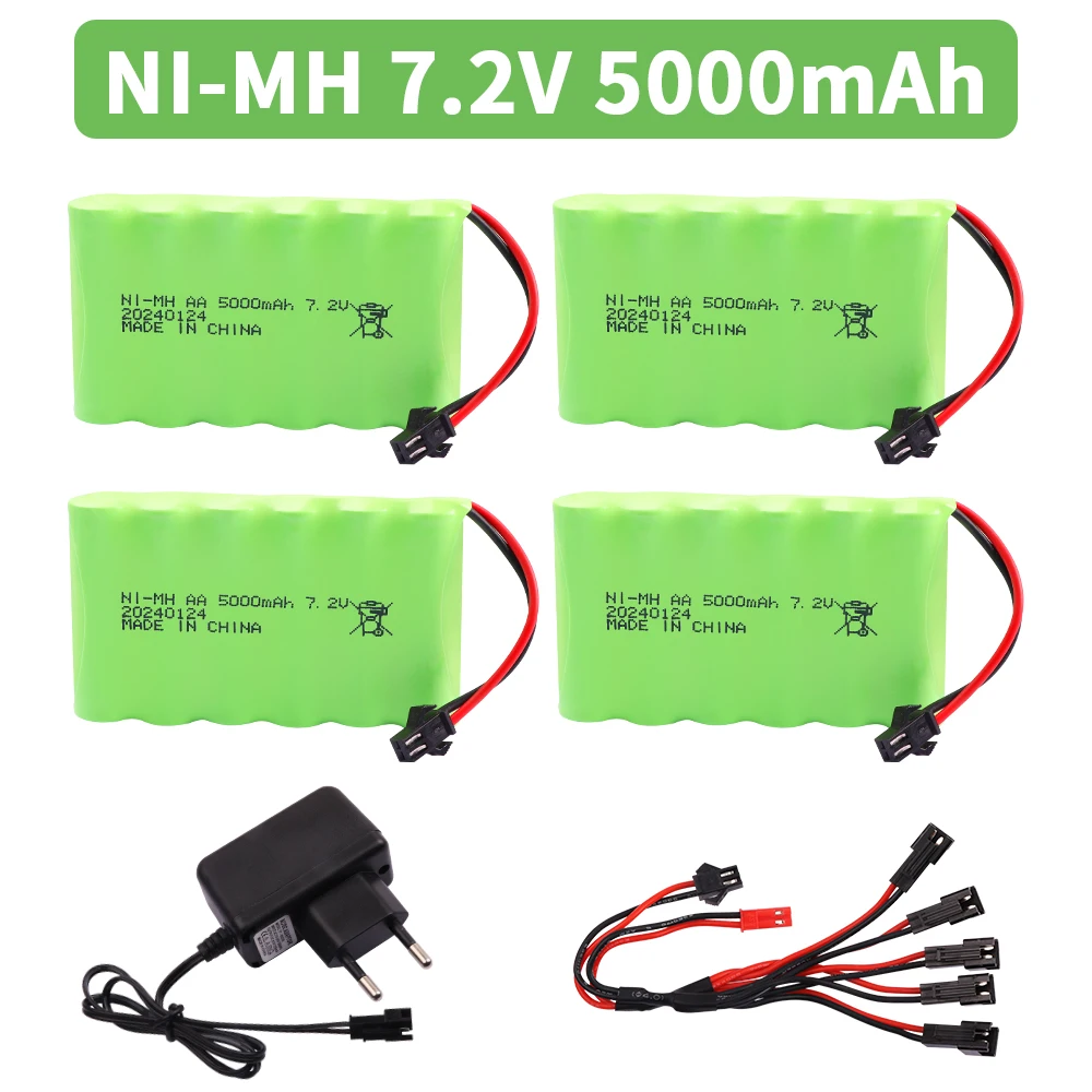 7.2V 5000mAh SM Plug Ni-MH Battery and Charger Set For RC Cars Robot Tanks Gun Boats Toys Accessories upgrade