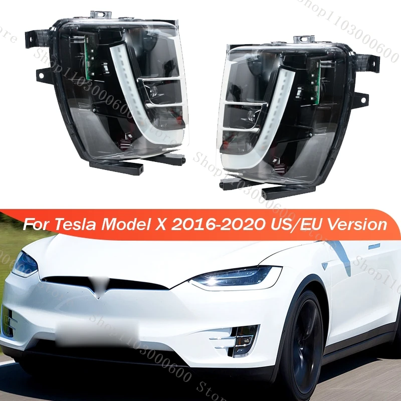 For Tesla Model X 2016-2020 US/EU Version Front Bumper Fog Light Daytime Running Light headlight Signal Lamp Car Accessories