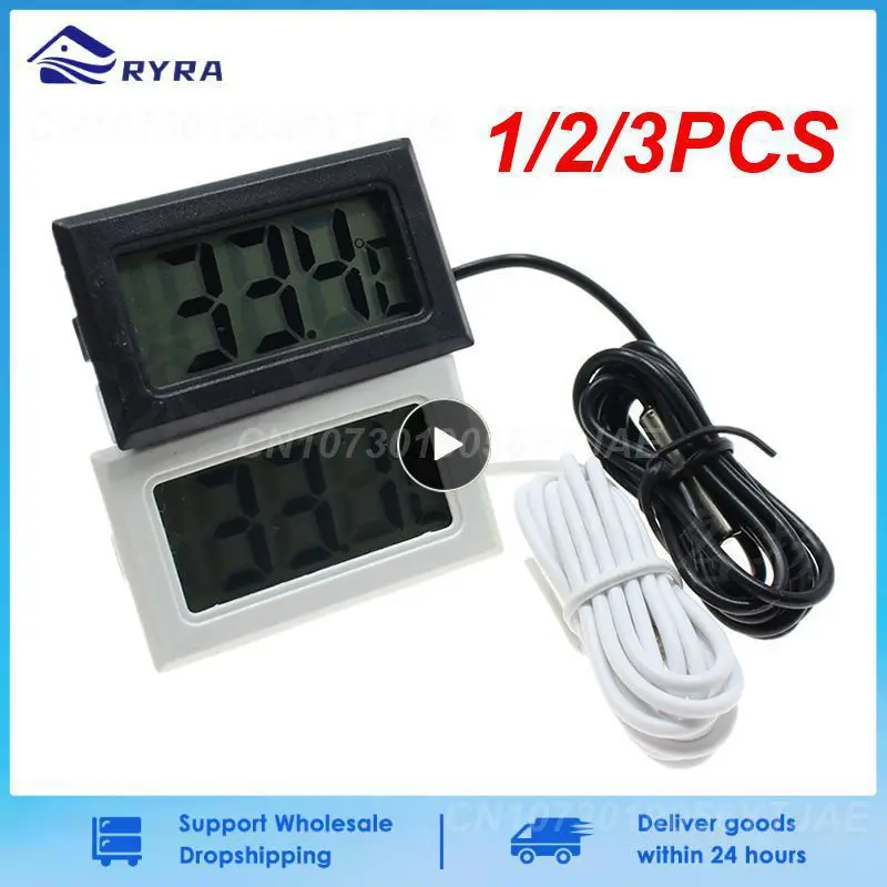 1/2/3PCS Mini LCD Digital Thermometer Aquarium Car Water Bath Temperature Tester Detector Monitor Embedded Temperature Sensor 1M