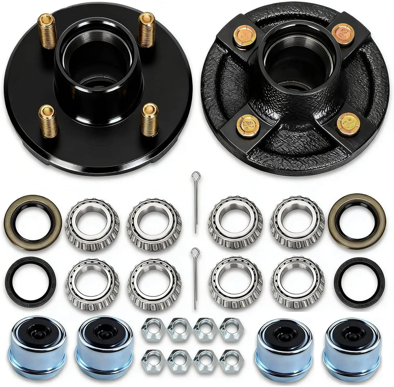 

2 Sets 4 Lug Trailer Hub Kit for 2000 Lbs, Fits 1" and 1-1/16" Axles, Boat Trailer Assembly