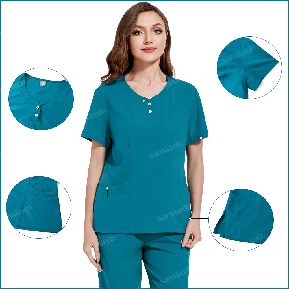 Uniformes médicos Unisex para hombres y mujeres, ropa de enfermería, disfraz de belleza, conjuntos de batas de enfermera, ropa de trabajo para médico y dentista, Tops clínicos, pantalones