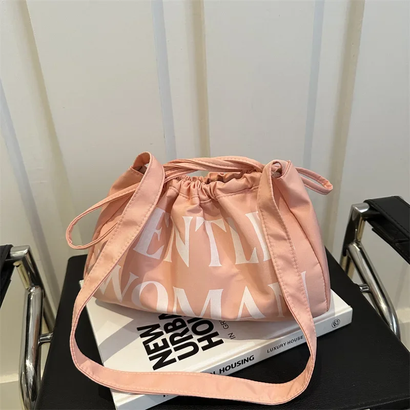 Candy-colored dumpling bag Large capacity letter messenger bag Slack drawstring One shoulder armpit bag