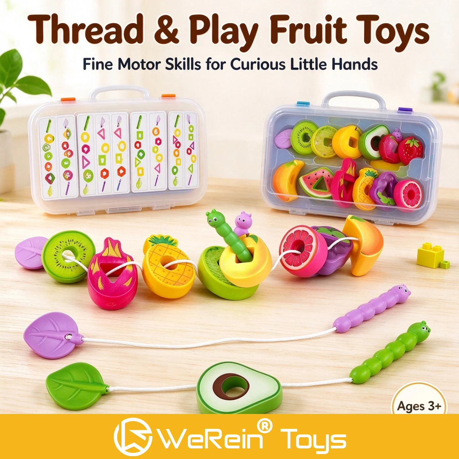 Children's Bead Toy Set - Creative Fruit Food & Traffic Plastic Silicone Material Stringing Educational Plaything